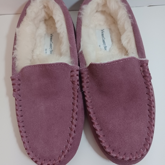 Vermont County Store Woman's Leather/Sherling Rose Pink Slippers Size 6M - Picture 13 of 15